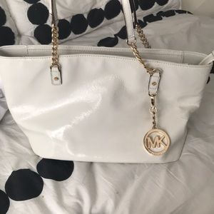 Michael Kors White and Gold Purse